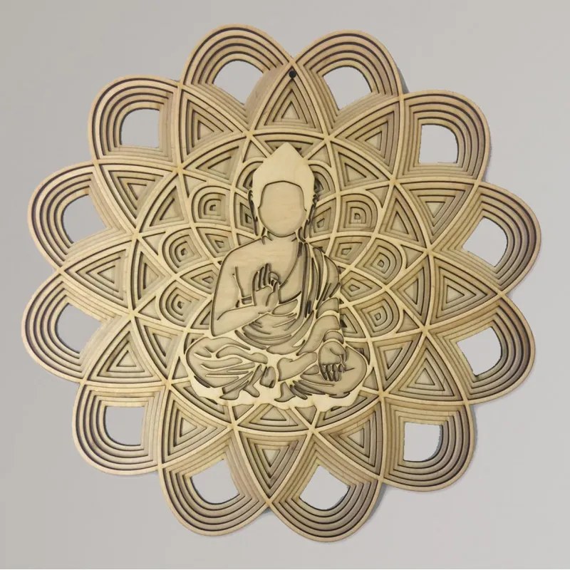 Vyrezávaná drevená 3D mandala na stenu | SENTOP PR0459