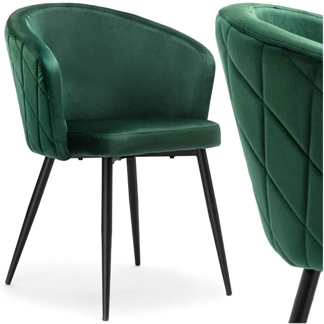 Jedálenská stolička HAMPTON zamatová, tmavozelená