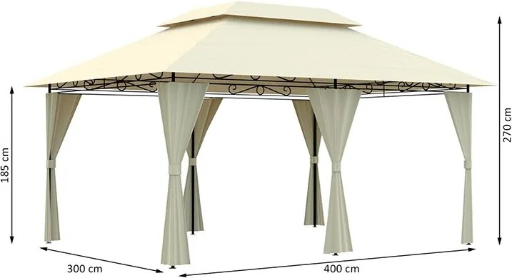 DomTextilu Béžový párty stan v elegantnom štýle vhodný na svadbu 3m x 4m 21270-136276
