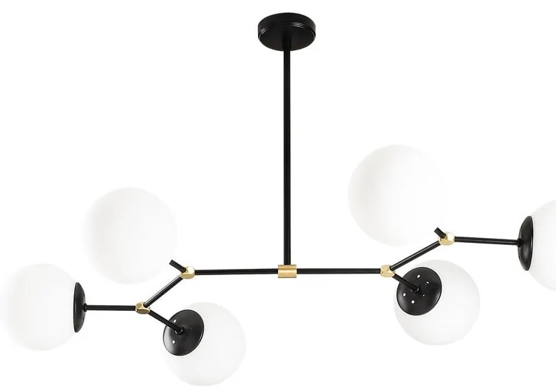 Čierno-biele závesné svietidlo so skleneným tienidlom Damar – Opviq lights