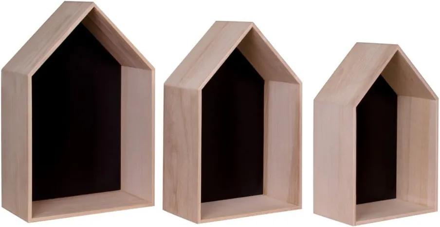 Sada 3 hnedých drevených políc House Nordic Verona