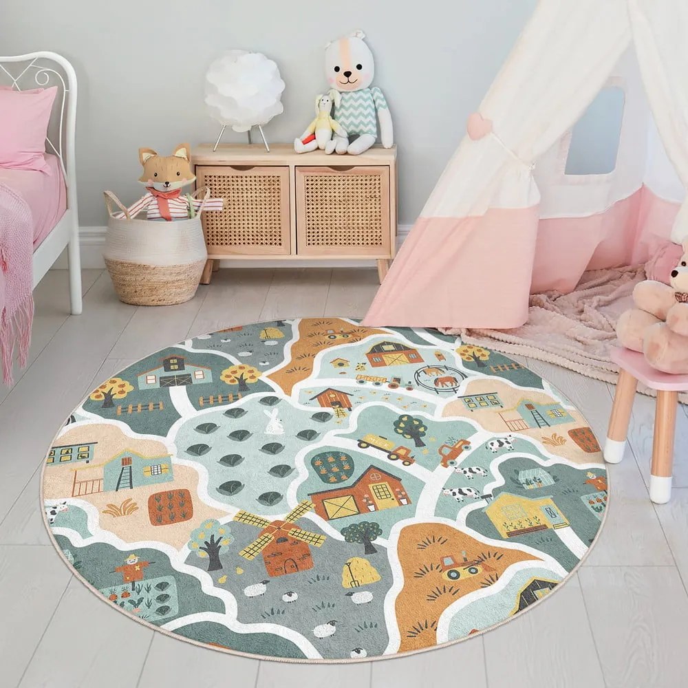 Prateľný detský hrací koberec ø120 cm Farmer's Life – Mila Home