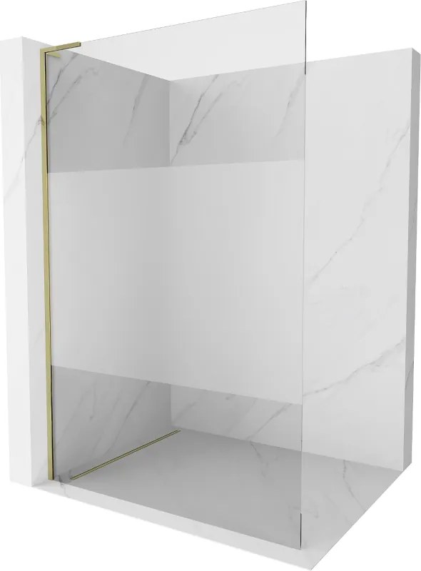 Mexen Kioto L, sprchová zástena Walk-In 80 x 200 cm, 8mm číre sklo-námraza, zlatý lesklý profil,800-080-103-50-35
