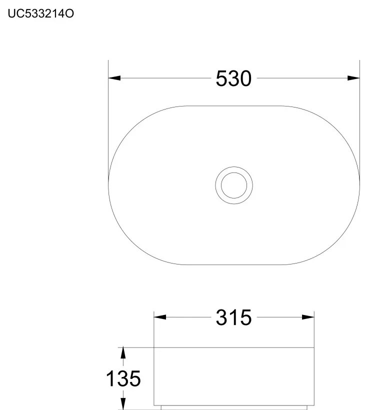 Mereo Mereo, umývadlo na dosku bez prepadu, 530x315x135 mm, okrúhle, keramické, MER-UC533214O