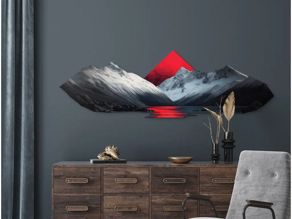 drevko | Minimalistický obraz Červený horizont 235 x 75 cm