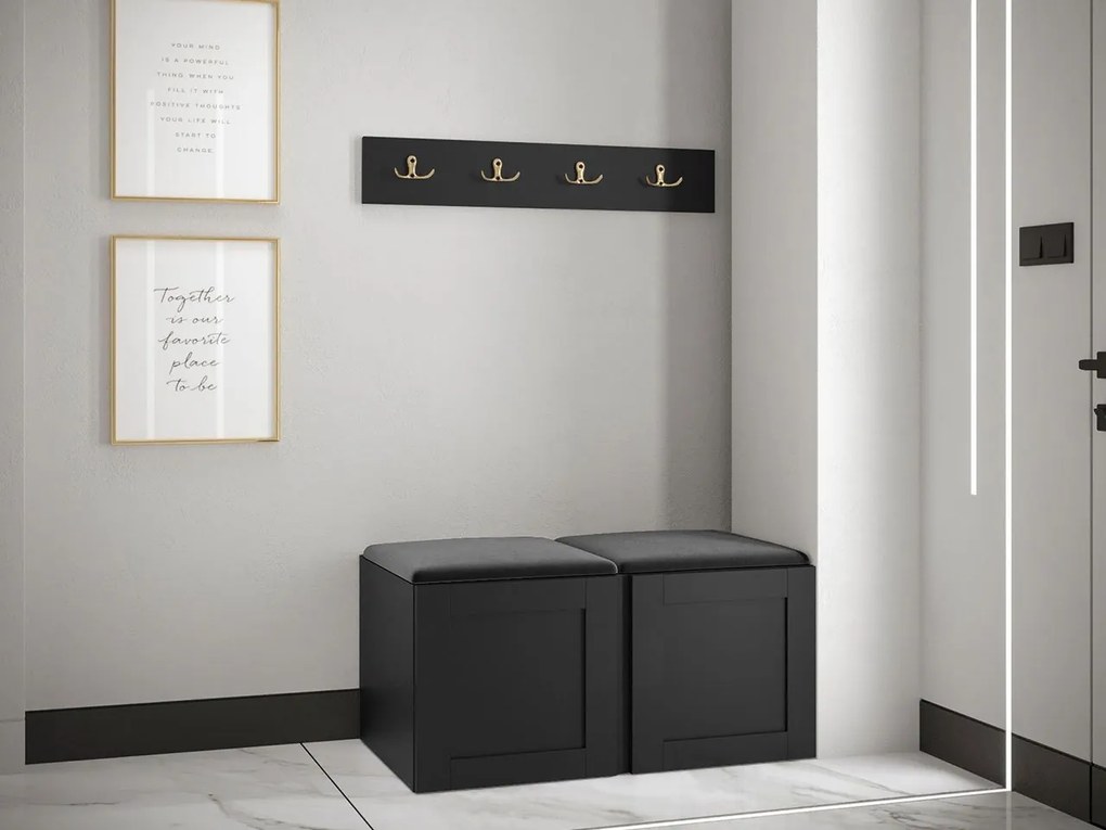 Predsieňová zostava Terospito VI, Farby: čierna, Farba čalúnenia:: ekokoža Soft 011 (čierna)