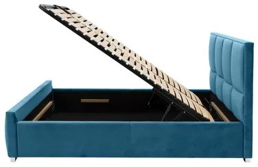 Modrá čalúnená posteľ FABRIZZIO SQUERE P 180x200 cm