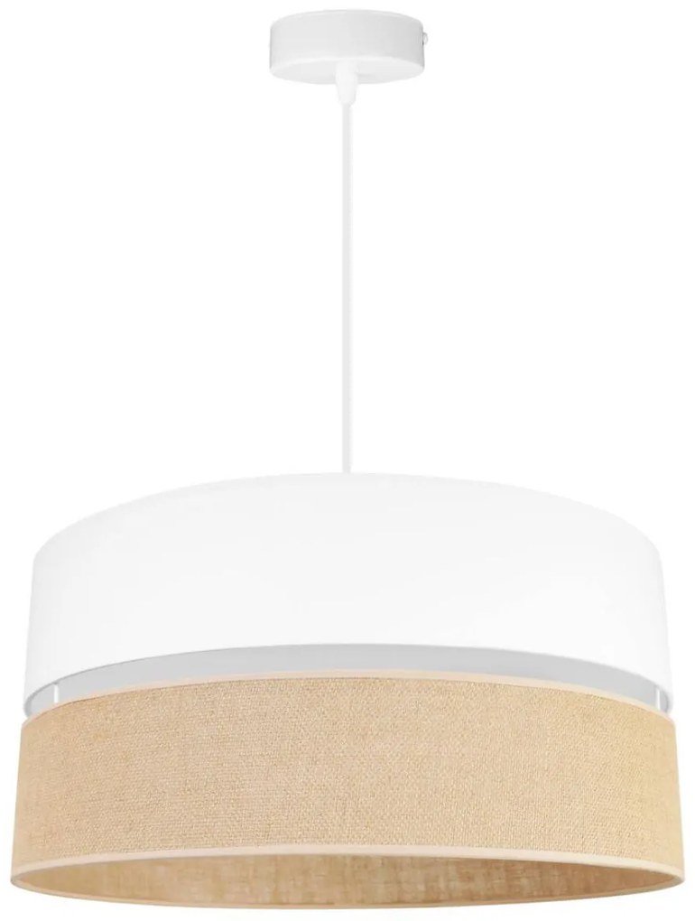 Závesné svietidlo Juta, 1x jutové/biele textilné tienidlo, (fi 45cm), w