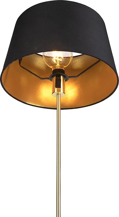 Stojaca lampa zlatá/mosadzná s čiernym tienidlom 35 cm nastaviteľná - Parte