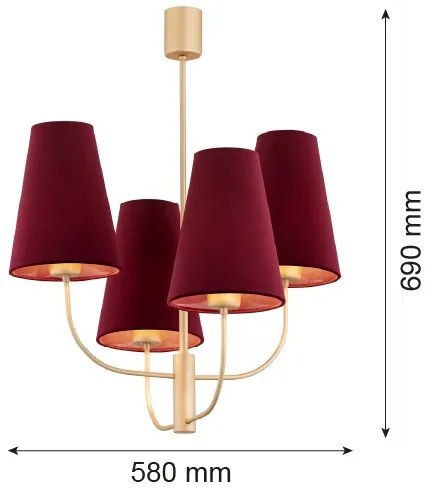 Argon 1827 - Luster na tyči SAFIANO 4xE27/15W/230V vínová