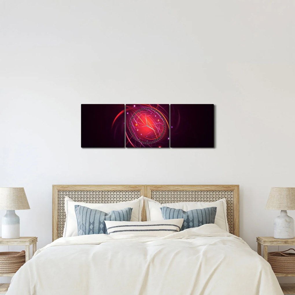 Moderný obraz abstrakcie (s hodinami) (90x30 cm)