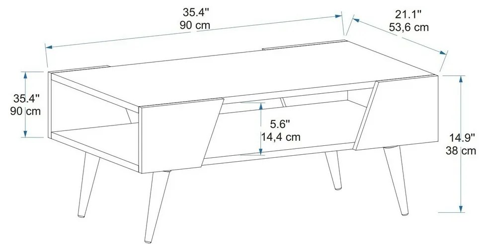 Konferenčný stolík Aren Beige and Light Walnut