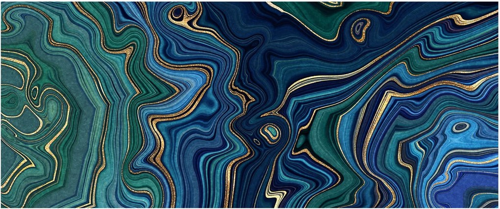 Obraz - Zeleno-modrý mramor (120x50 cm)