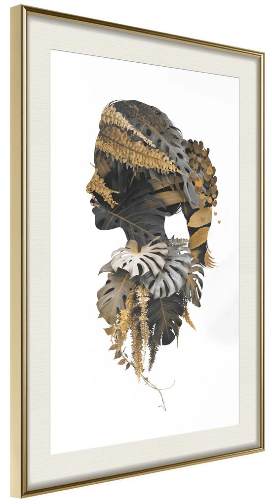 Artgeist Plagát - Jungle Man [Poster] Veľkosť: 30x45, Verzia: Zlatý rám s passe-partout