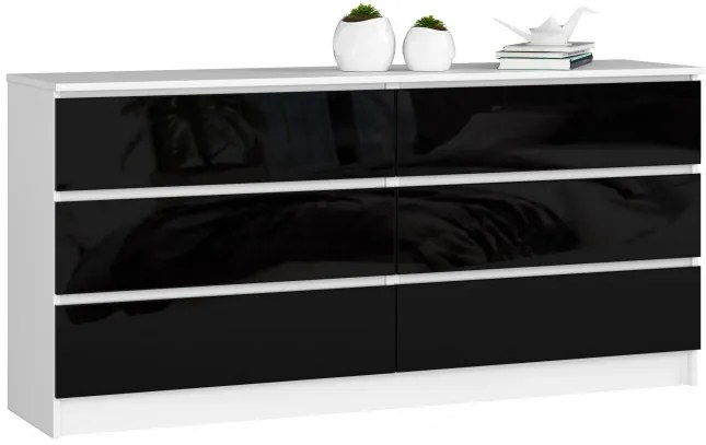 Komoda K160 6SZ CLP čierna, lesk