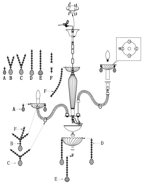 Eglo 39101 - Luster BASILANO 1 8xE14/40W/230V
