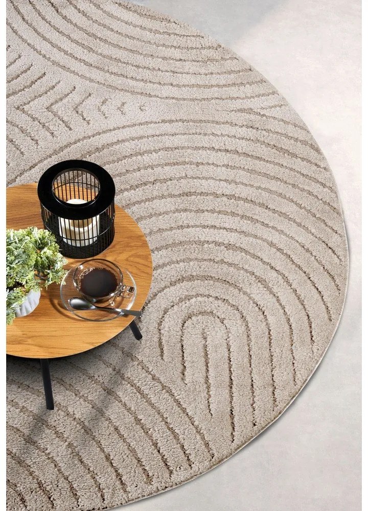 Béžový okrúhly koberec ø 200 cm Panglao New York Taupe – Elle Decoration