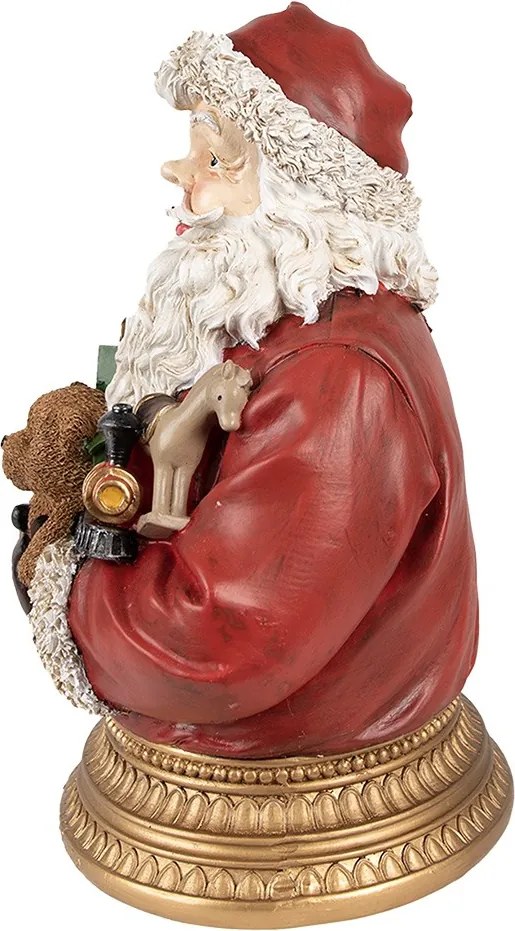 Vianočná dekorácia socha Santa s darčekmi a medvedíkom - 22*18*29 cm