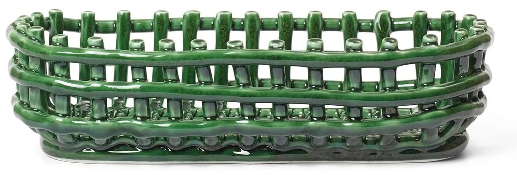 Ferm Living Keramický kôš Emerald Green Oval