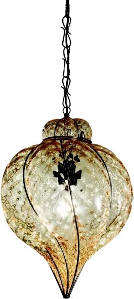 SIRU - Luster na reťazi GOCCIA 1xE27/60W/230V pr.25 cm béžová/hnedá benátske sklo