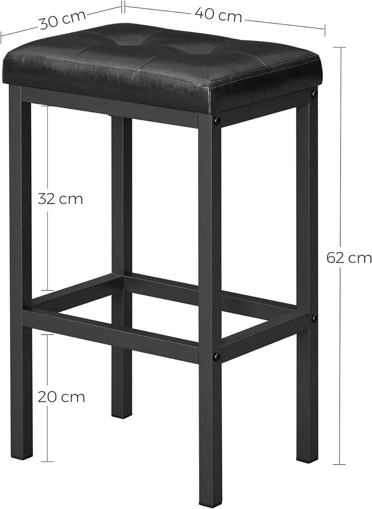 Sada barových židlí Uno 2 ks černá