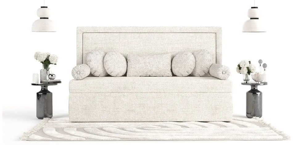 Krémovobiela čalúnená jednolôžková posteľ 100x200 cm Scala – Maison de Rêve