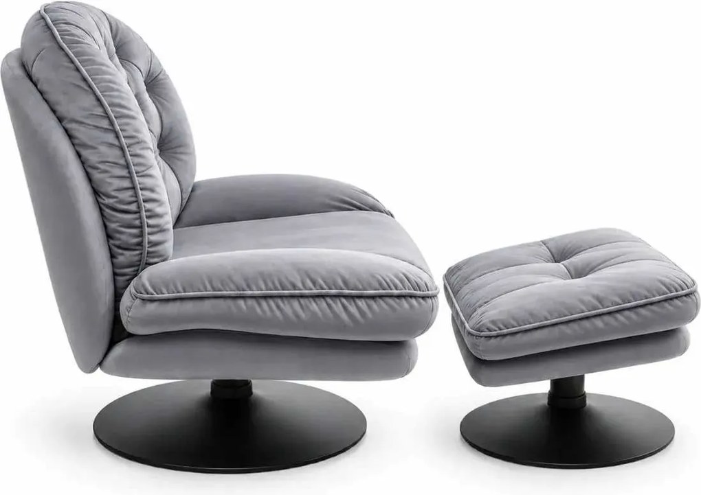 LuxuryForm DESIGN Otočné kreslo LUNA s podnožkou - sivé