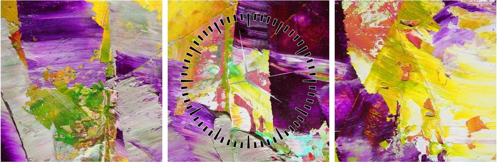 Obraz abstrakcie - maľba (s hodinami) (90x30 cm)