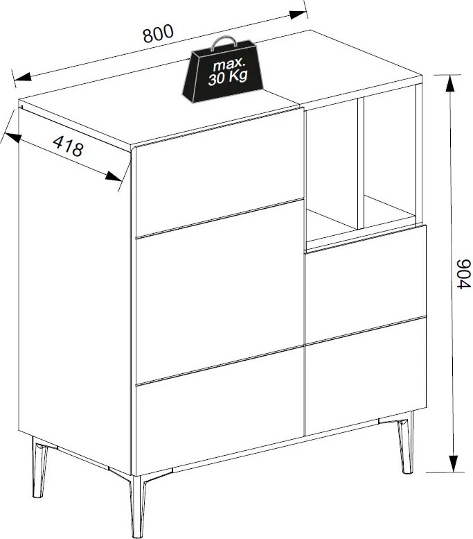 Skrinka 2-dverová Nola, dub artisan/čierna