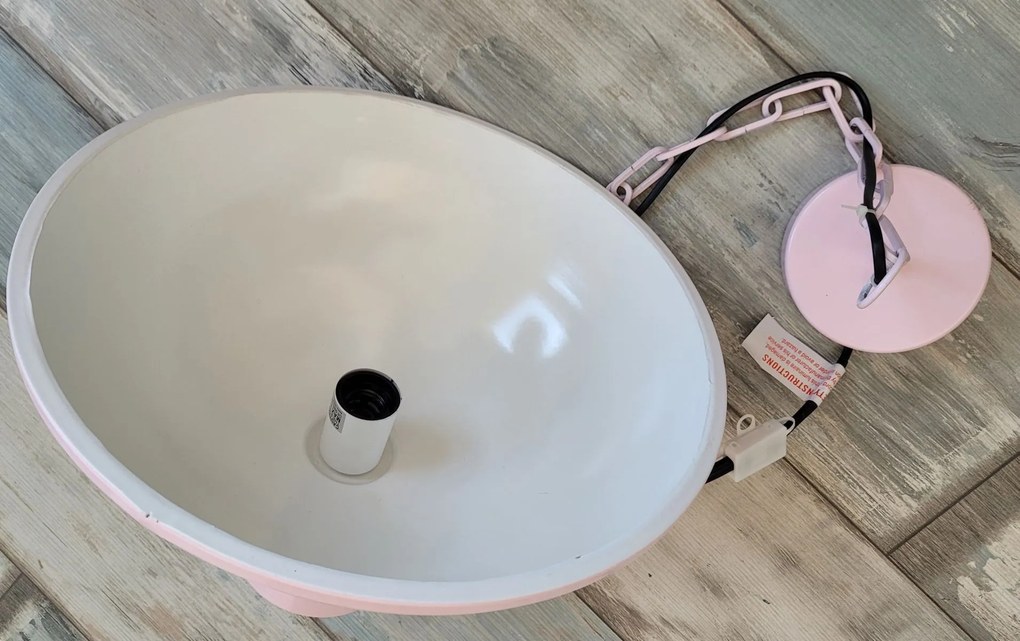 Pastelovo ružové závesné kovové svetlo Endien – Ø 40*135cm/ E27/ 40W