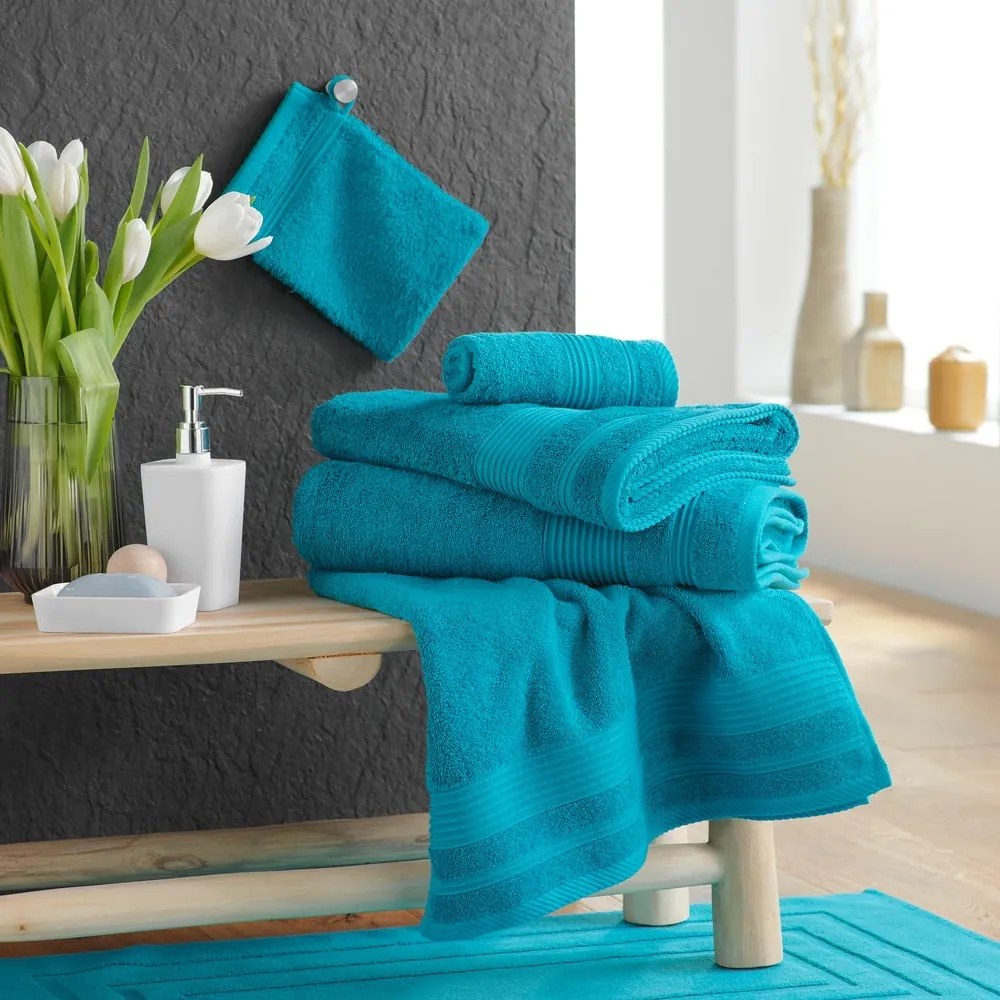 Modrá froté bavlnená osuška 90x150 cm Tendresse – douceur d'intérieur