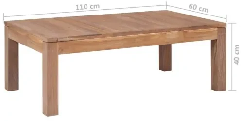vidaXL Konferenčný stolík z teakového dreva prírodný vrch 110x60x40 cm-