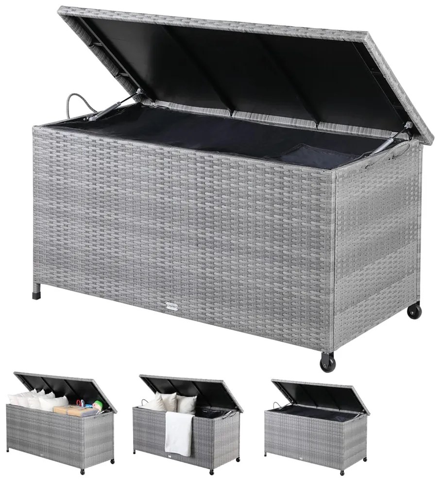InternetovaZahrada Úložný box 122x56x61cm – sivý s kolieskom