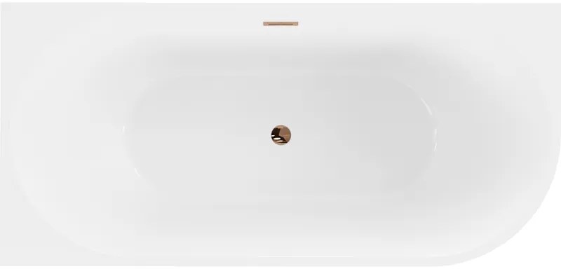 Mexen Mia, voľne stojaca rohová vaňa, lavá, 180 x 80 cm, biela, ružové zlato prepad, 52691808000L-60