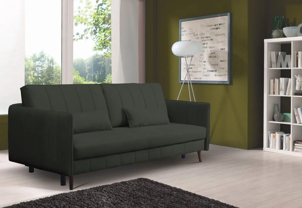 Rozkladacia pohovka Vannes, tmavo zelená látka