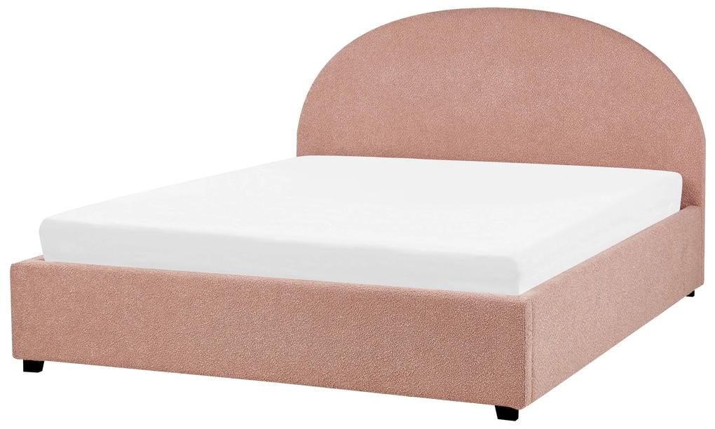 Buklé posteľ s úložným priestorom 160 x 200 cm pastelová ružová VAUCLUSE Beliani