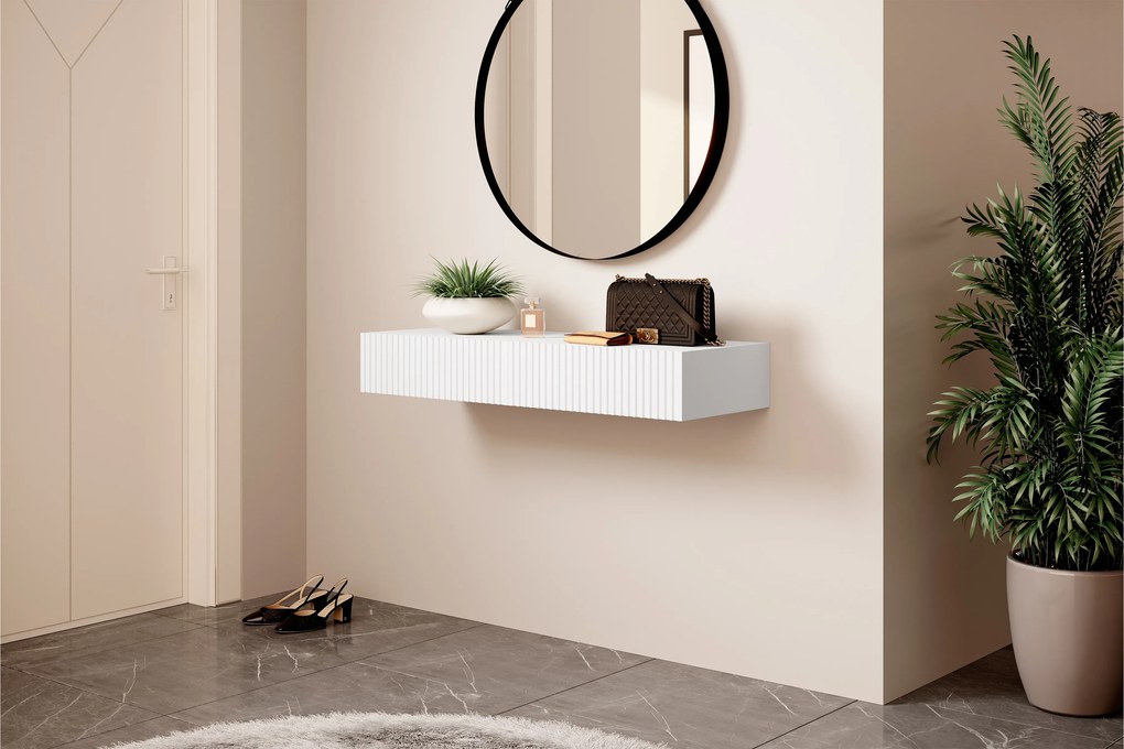 Závesný písací stôl Nicole 100 cm so zásuvkami - biely mat