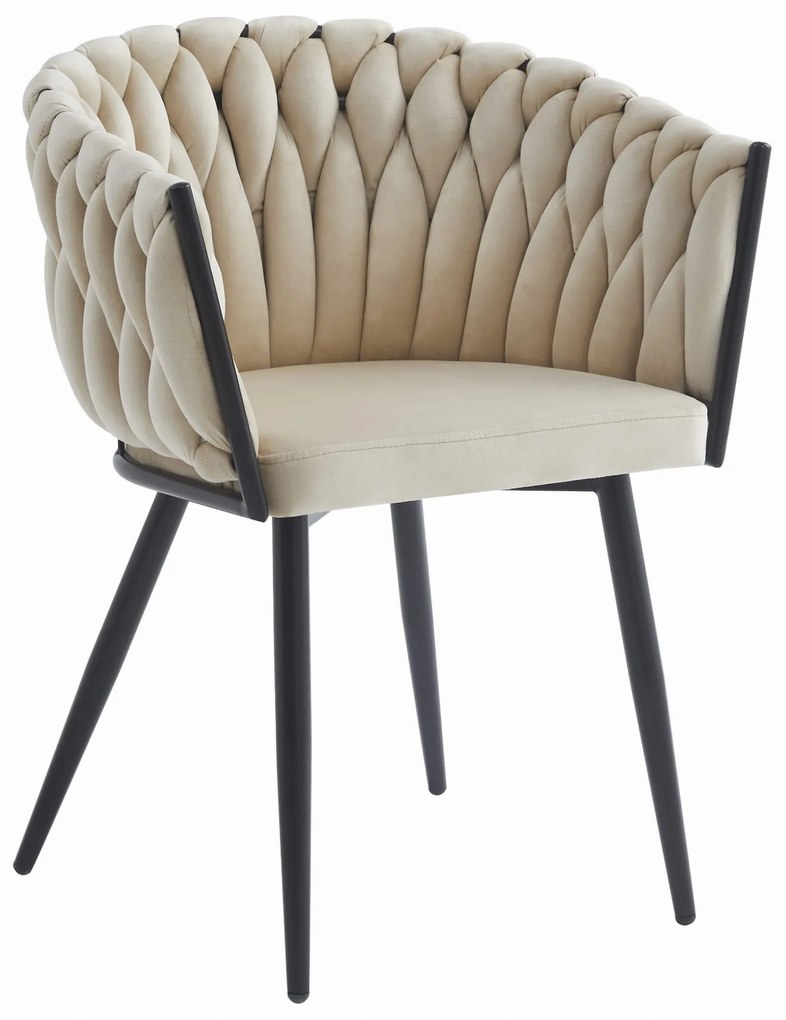 Béžové jedálenské kreslo ORION VELVET s čiernymi nohami