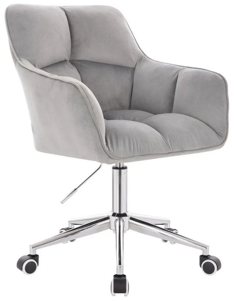 LuxuryForm DESIGN Kreslo AMALFI VELUR na striebornej podstave s kolieskami - svetlosivé