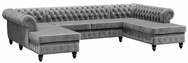 PROXIMA.store - Luxusná sedačka CHESTERFIELD LONG U FARBA NÔH: čierna, DRUH LÁTKY: TORRE - 17, FARBA OZDOBNÝCH ŠPENDLÍKOV: barok