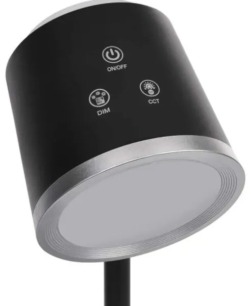 LED Stmievateľná nabíjacia stolná lampa 4v1 LED/6W/3,7V 3000K/4000K/6500K čierna