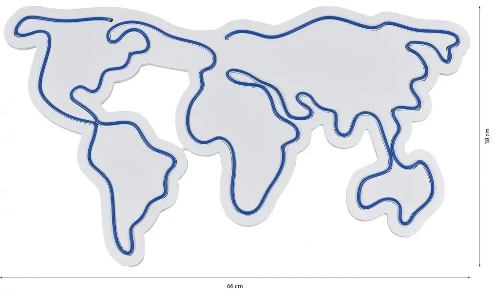 Nástenná neónová dekorácia World Map modrá