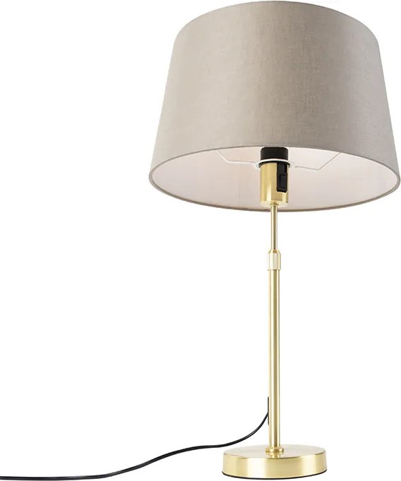 Stolná lampa zlatá/mosadzná s tienidlom z ľanu taupe 35 cm - Parte