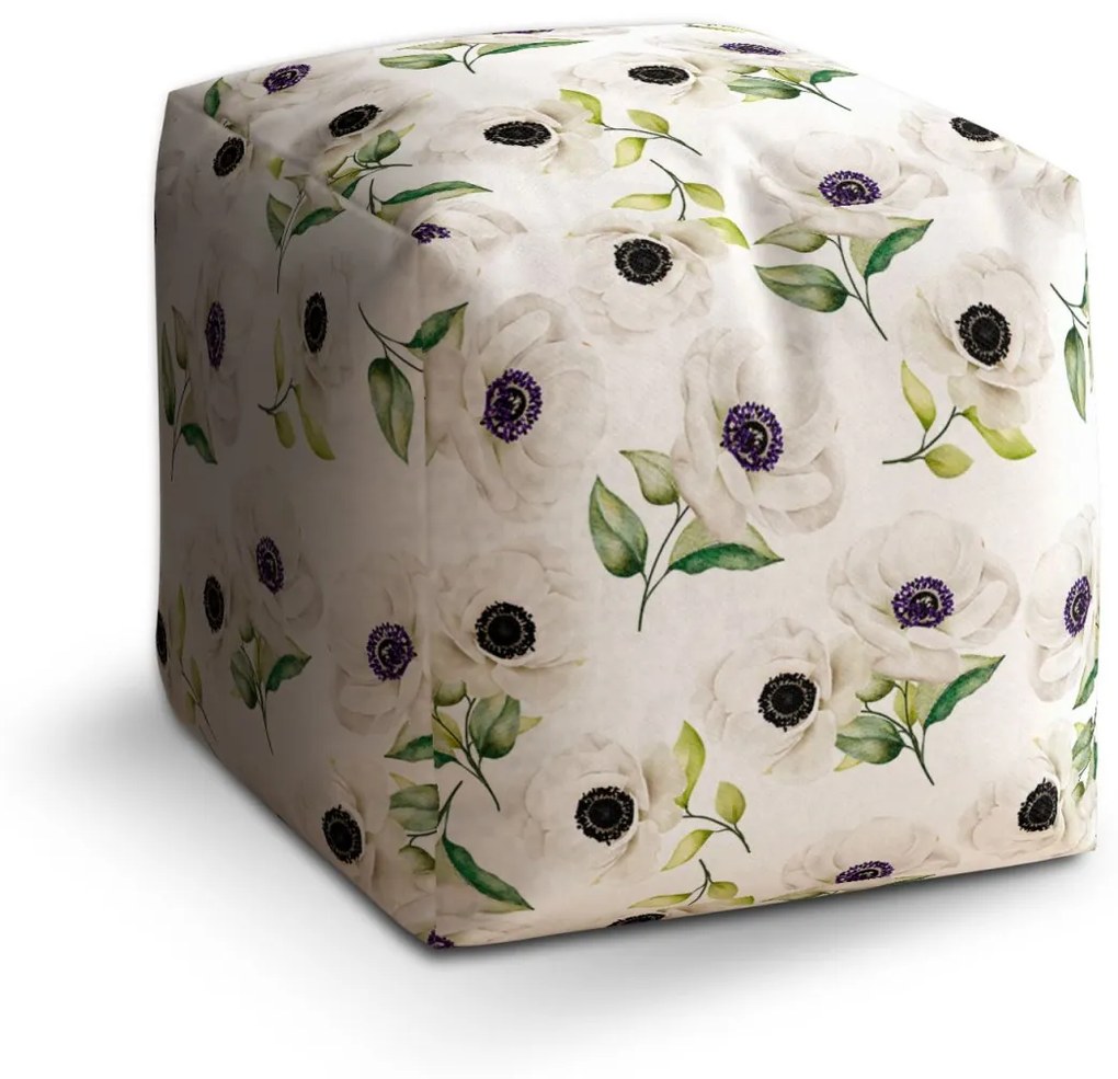 Sablio Taburet Cube Biele sasanky: 40x40x40 cm