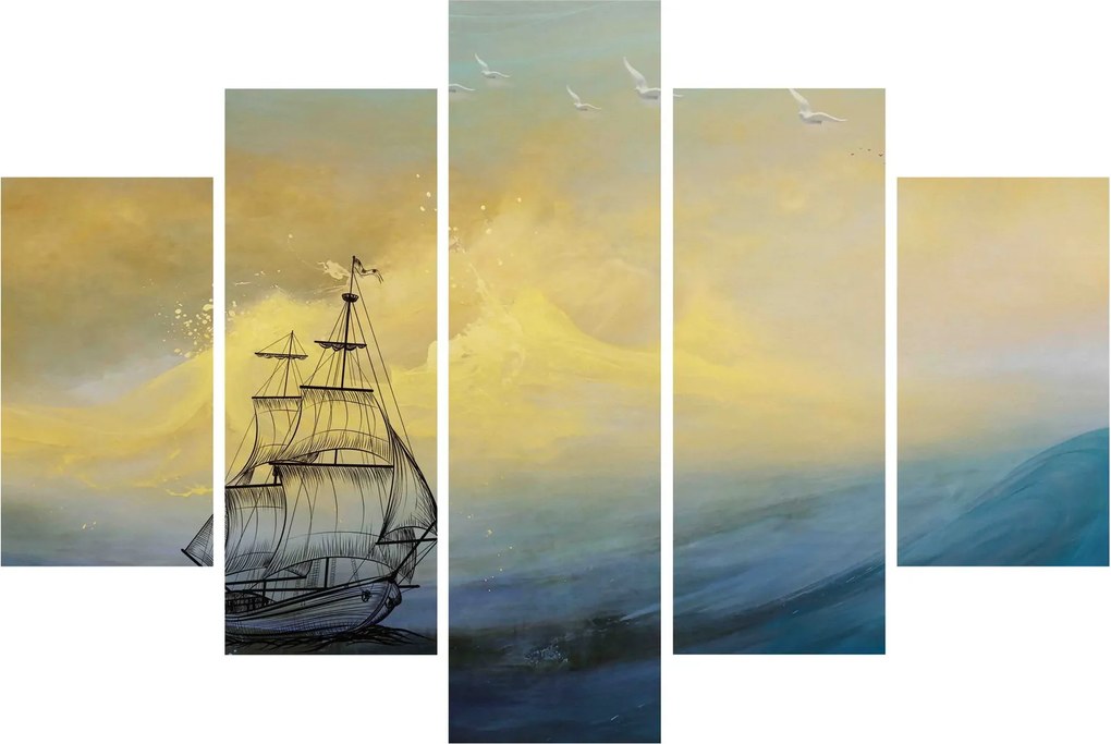 Obraz - Maľba lode na mori (150x105 cm)