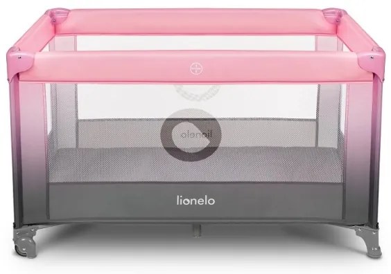 Lionelo - Cestovná postieľka STEFI ružová/šedá