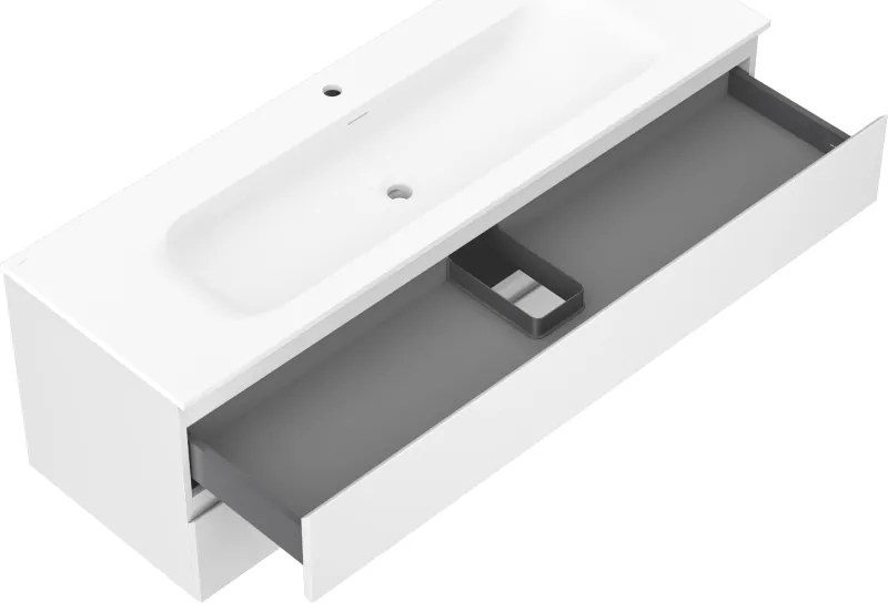 Mexen Orio, kúpeľňová skrinka 140 cm s umývadlom Vela, 2 zásuvky, biela matná, 91A10-14047-2-BFF01-W23M01