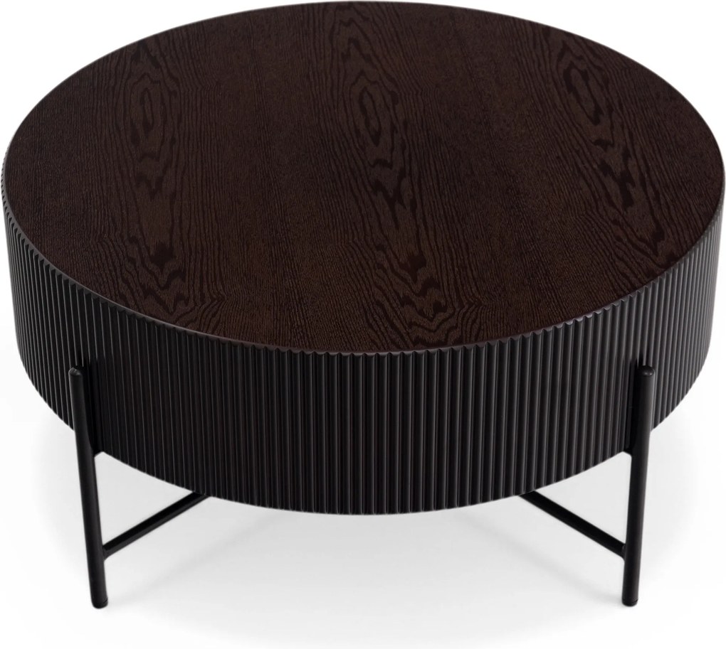 Kávový stolík Corbi 80 cm do obývačky - tmavý orech / čierny mat