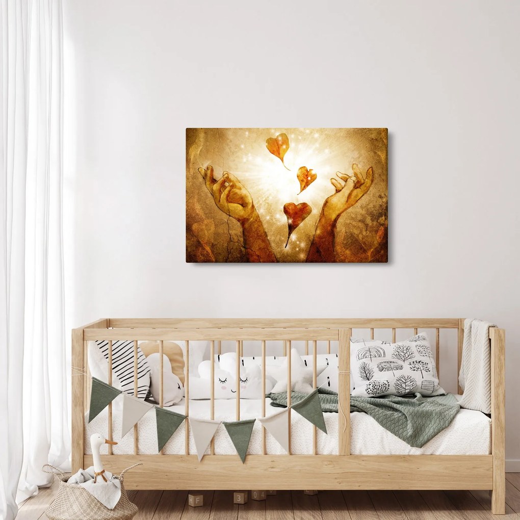 Obraz - Maľba rúk plných lásky (90x60 cm)