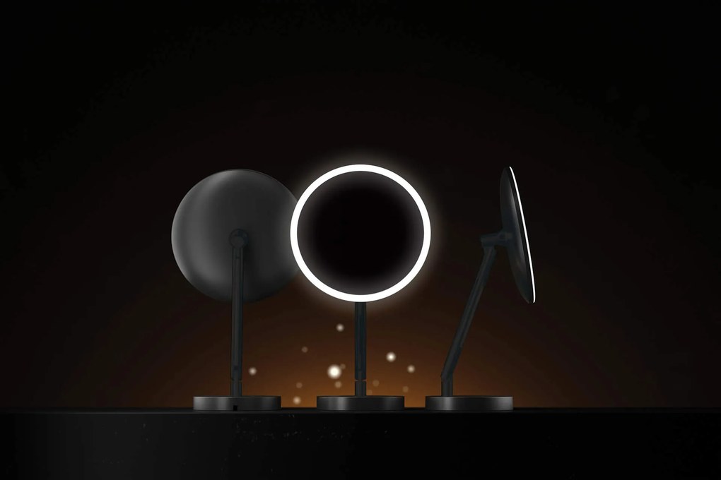 Deante Silia, voľnestojace kozmetické LED zrkadielko na ramene, zväčšenie (3x), čierna matná, ADI_N812